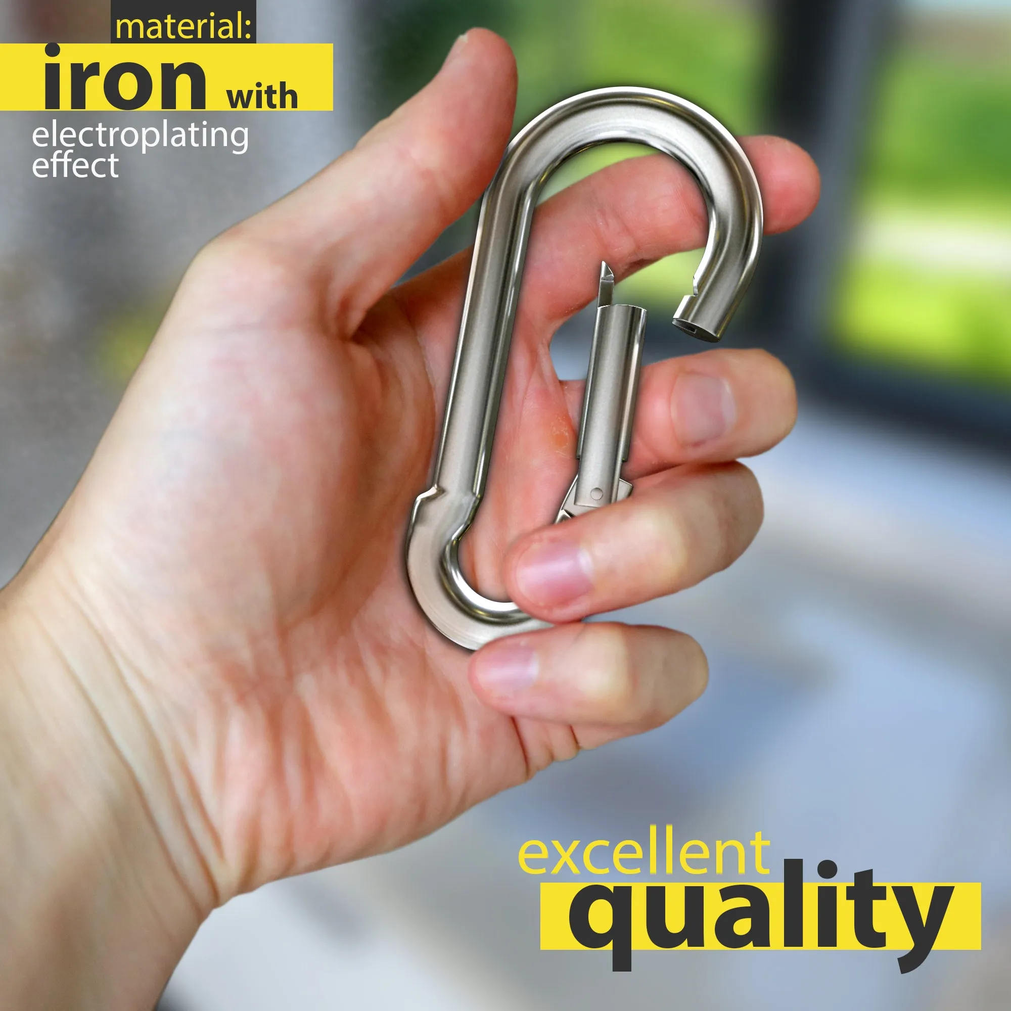 dimok Heavy Duty Carabiner Clips Stainless Steel Spring Snap Hook Set - Camping Swing Boating Hammock Hiking 3 1/2 Inch