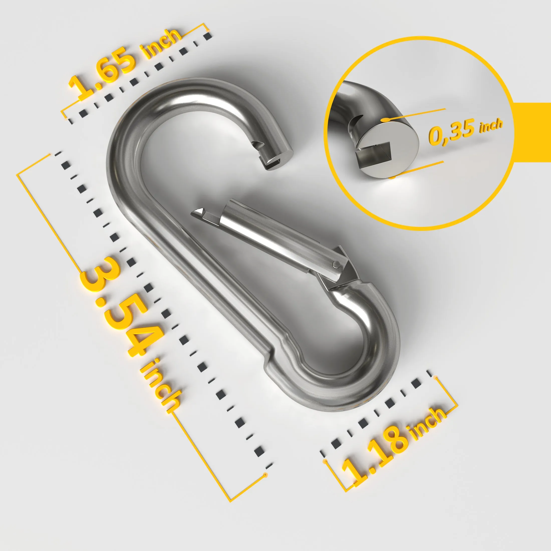 dimok Heavy Duty Carabiner Clips Stainless Steel Spring Snap Hook Set - Camping Swing Boating Hammock Hiking 3 1/2 Inch