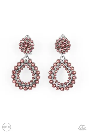 Discerning Droplets Brown Clip-On Earrings Paparazzi