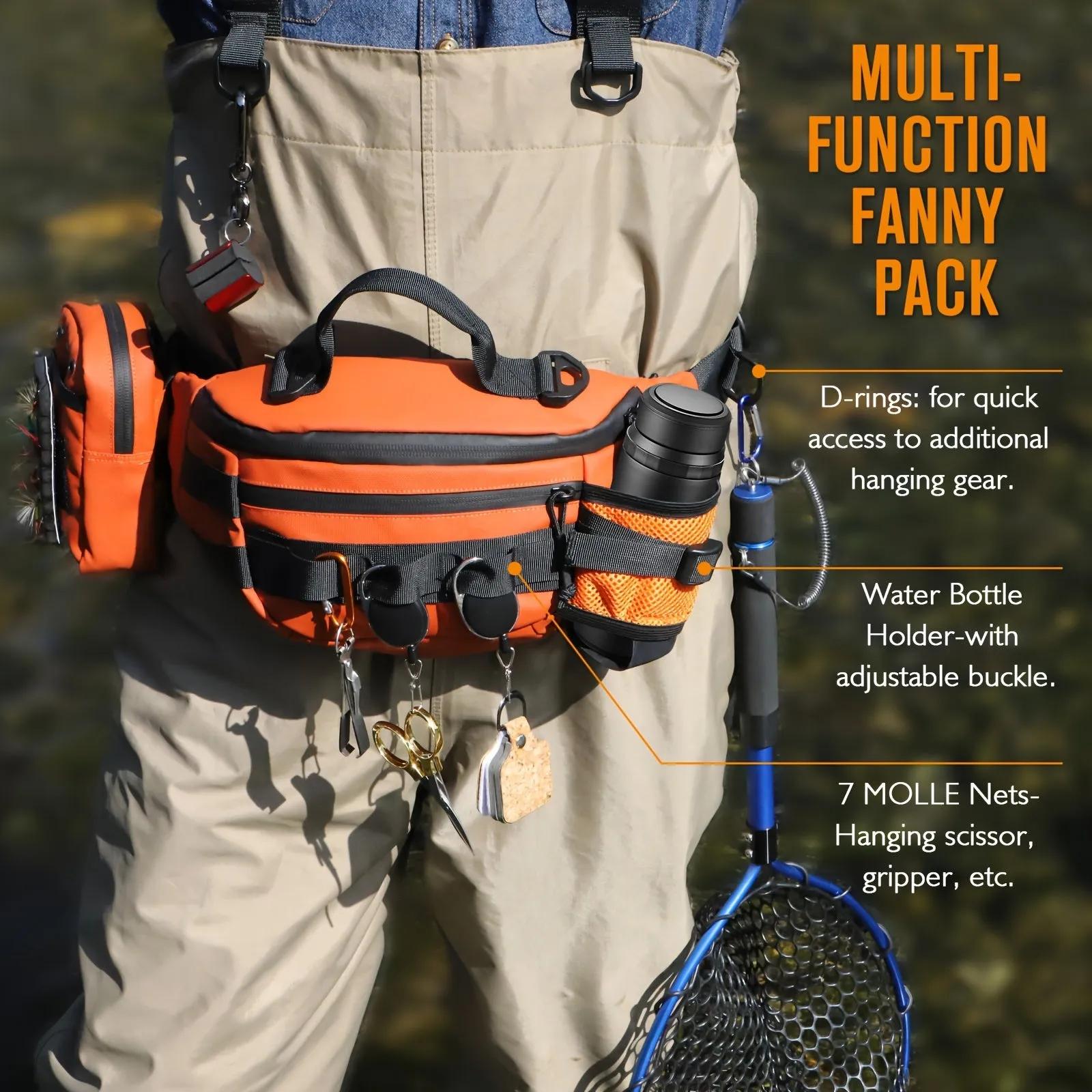 Dovesun Fishing Tackle Bag - Lightweight, Water-Repellent Waist Pack with Multiple Pockets for Fly Fishing Tools and Accessories, Available in 3 Colors, Fishing Accessory