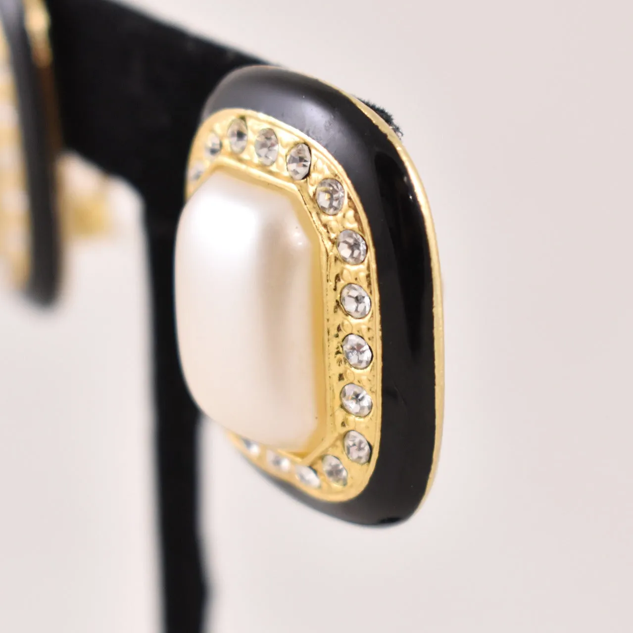 Dramatic Pearl & Rhinestone Earrings