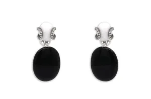 Earrings 18kt Gold Onyx & White Agatha Diamonds