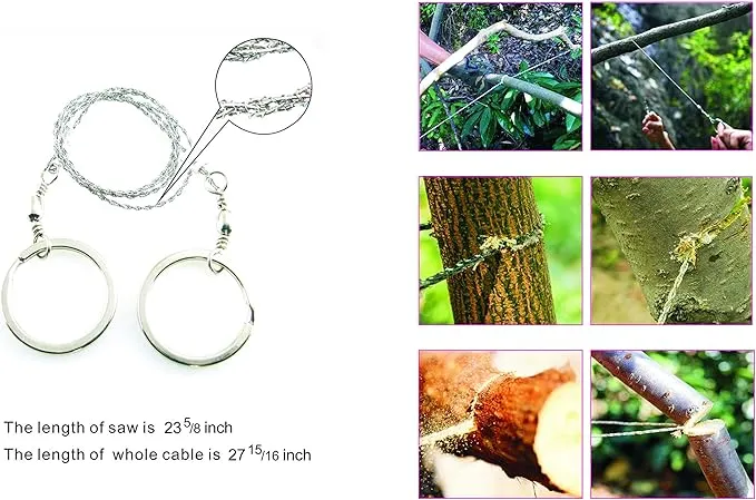 Emergency Fire Starter Magnesium 6 Bags Wax Infused Jute Rope Ferro Rod Striker Saw Wire for Camping Hiking Bushcraft Hurricane   Tin Container