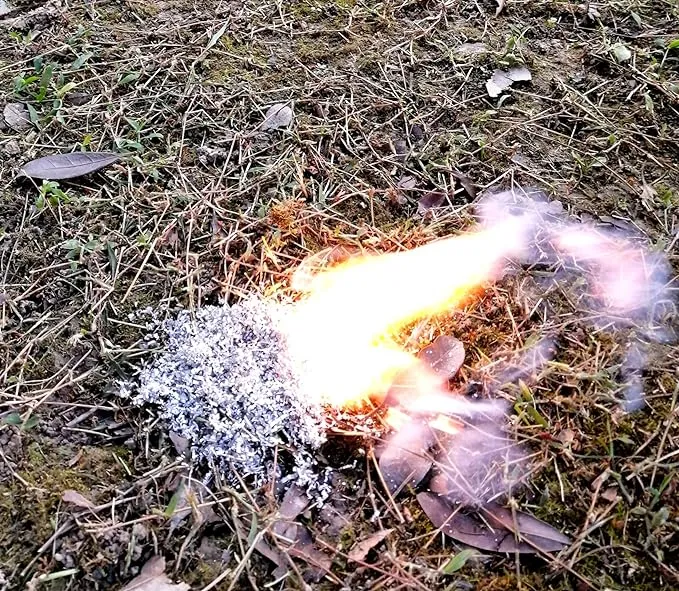 Emergency Fire Starter Magnesium 6 Bags Wax Infused Jute Rope Ferro Rod Striker Saw Wire for Camping Hiking Bushcraft Hurricane   Tin Container
