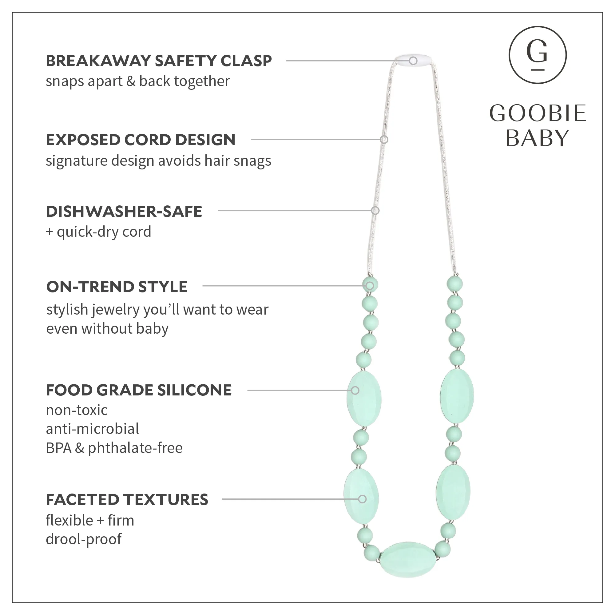 Emma Teething Necklace - Mint