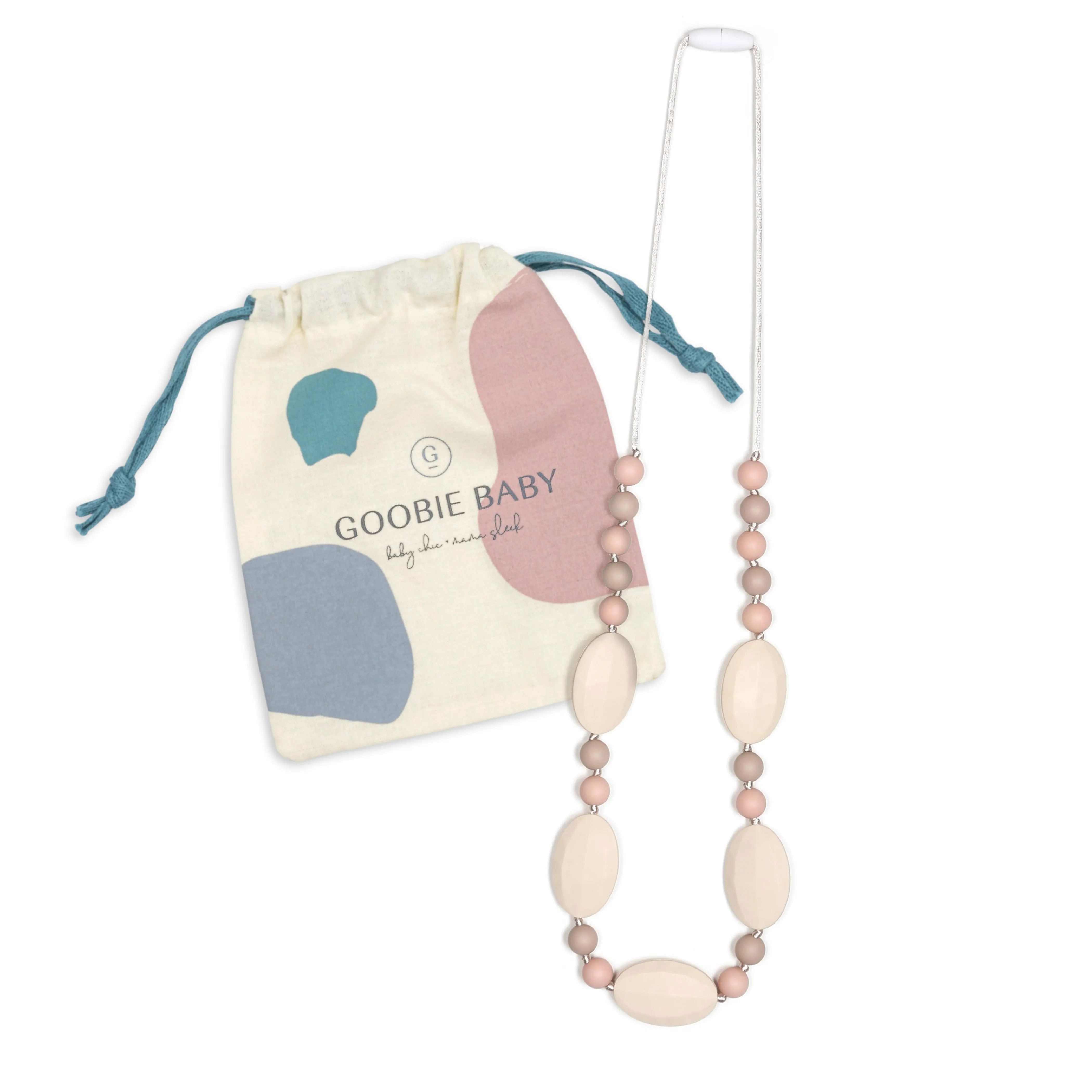 Emma Teething Necklace - Peach/Cream/Oatmeal