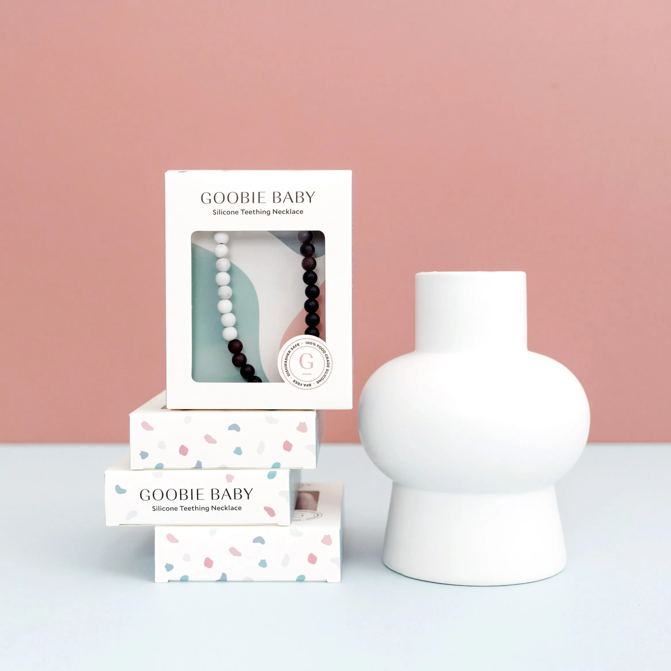 Emma Teething Necklace - Peach/Cream/Oatmeal