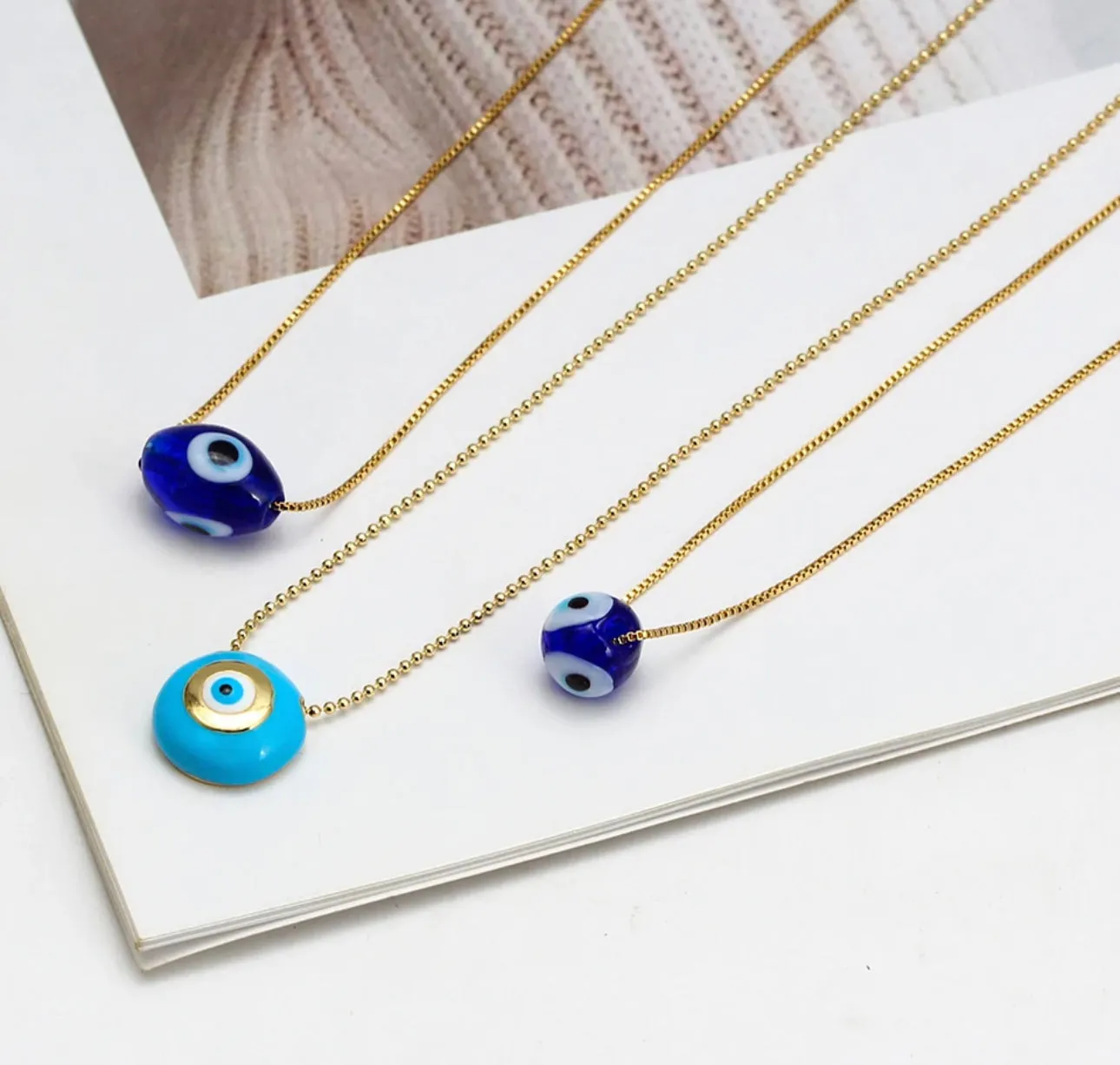 Enameled Turkish Eye Necklace  310-7 | Erika Williner Designs