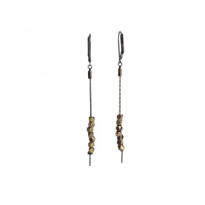 Faceted Bead Earrings - Raw Brass