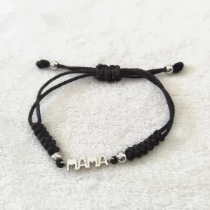 Fashion Women Brown Rope Bracelets Silver Gold Stainless Steel Letter MAMA Charm Braided  Pulsera Bracelets For Mother Gift