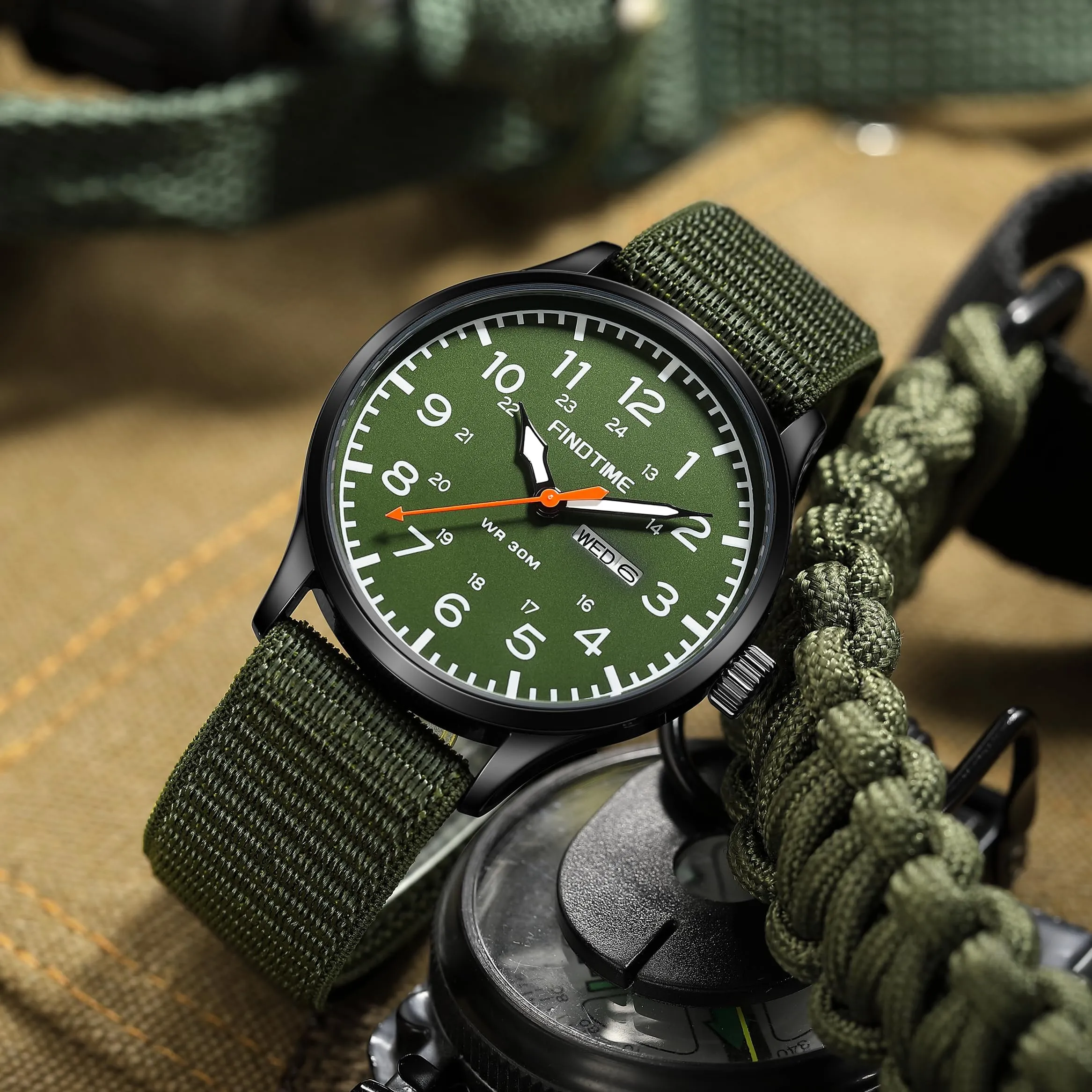 Findtime 3001A Men's Watch Military Analogue Watches Waterproof Sport Wristwatch Luminous Tactical Watches  Nylon Strap