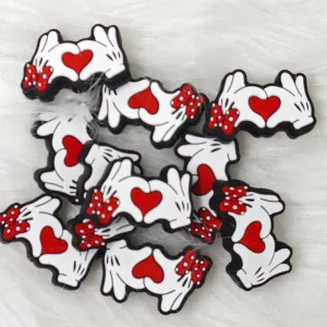 Finger heart silicone focal beads for Valentine's Day