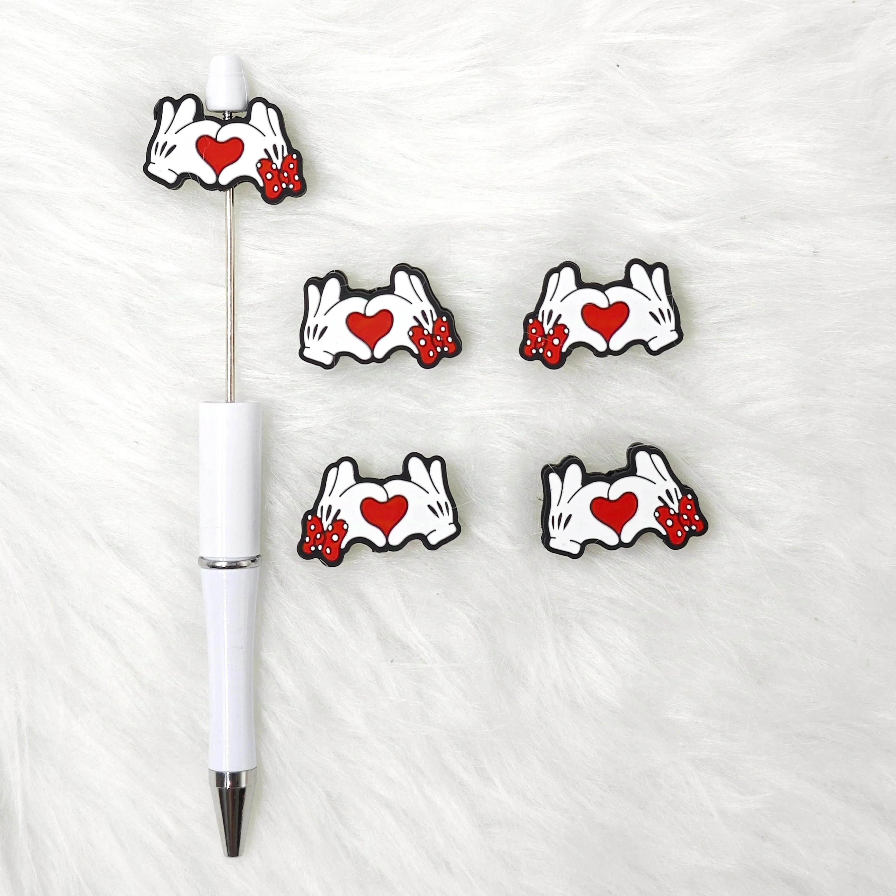 Finger heart silicone focal beads for Valentine's Day