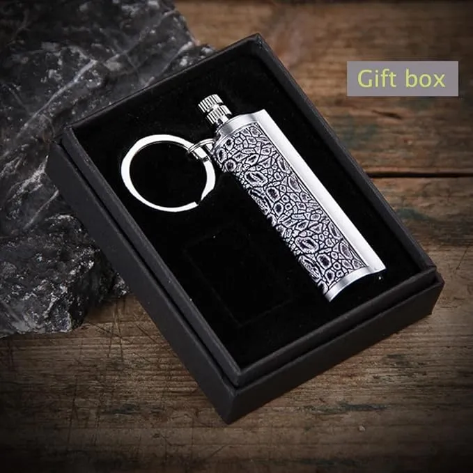 Fire Starter Lighter Waterproof Flint Match Outdoor Camping Permanent Metal Matchstick with Keychain(Sold Without Fluid) (Silver)