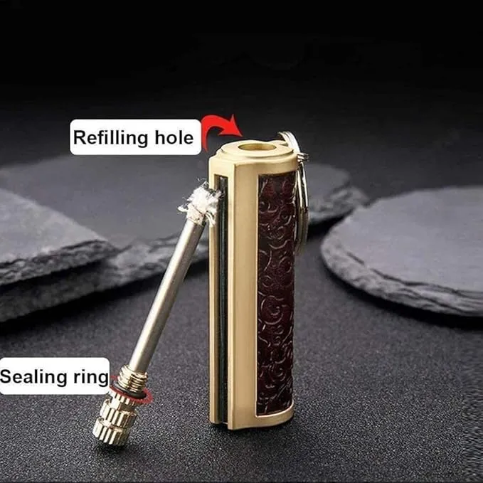 Fire Starter Lighter Waterproof Flint Match Outdoor Camping Permanent Metal Matchstick with Keychain(Sold Without Fluid) (Silver)