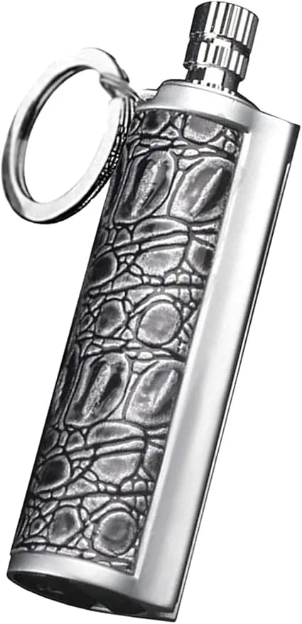 Fire Starter Lighter Waterproof Flint Match Outdoor Camping Permanent Metal Matchstick with Keychain(Sold Without Fluid) (Silver)