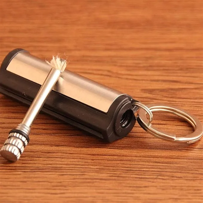 Fire Starter Lighter Waterproof Flint Match Outdoor Camping Permanent Metal Matchstick with Keychain(Without Fluid)