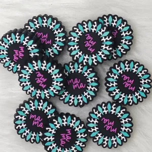 Flower Shaped Mom Silicone Focal Beads Mother's Day Personalized Gift