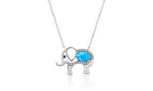 Genuine Opal Elephant Necklace with Crystals - 18K Gold Plated, Hypoallergenic, Made in Italy