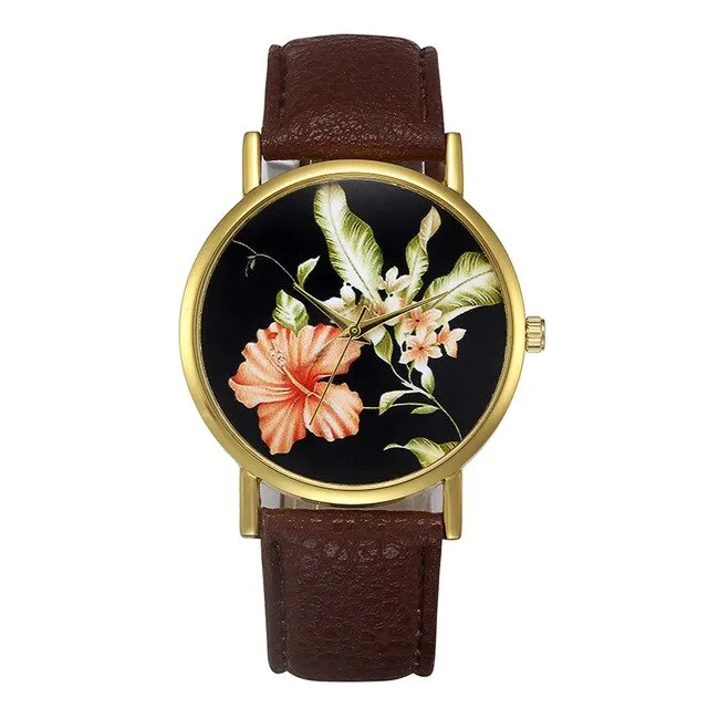 Gold Case Women Watches Chinese Style Floral Retro Ladies Watch Analog Quartz