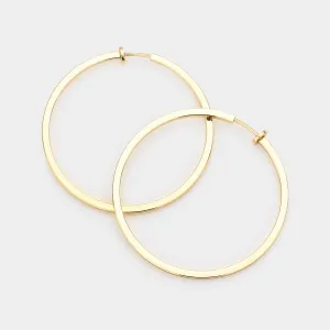 Gold Metal Hoop Clip on Earrings | 1.75" | 367058