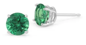 Green Crystal Stud Earrings - 14K White Gold Plated, 1.00 CT, Hypoallergenic & Made to Last
