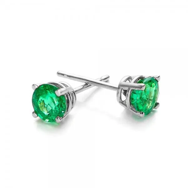 Green Crystal Stud Earrings - 14K White Gold Plated, 1.00 CT, Hypoallergenic & Made to Last