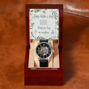 Happy Mother's Day DAD with Men's Openwork Watch with Leather Band