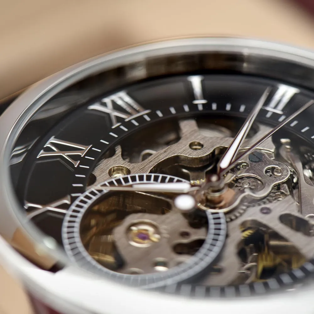 Happy Mother's Day DAD with Men's Openwork Watch with Leather Band
