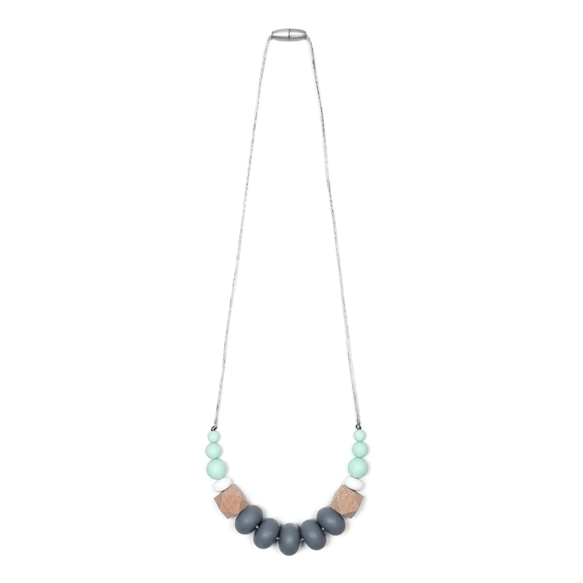 Harper Teething Necklace - Mint/Gray