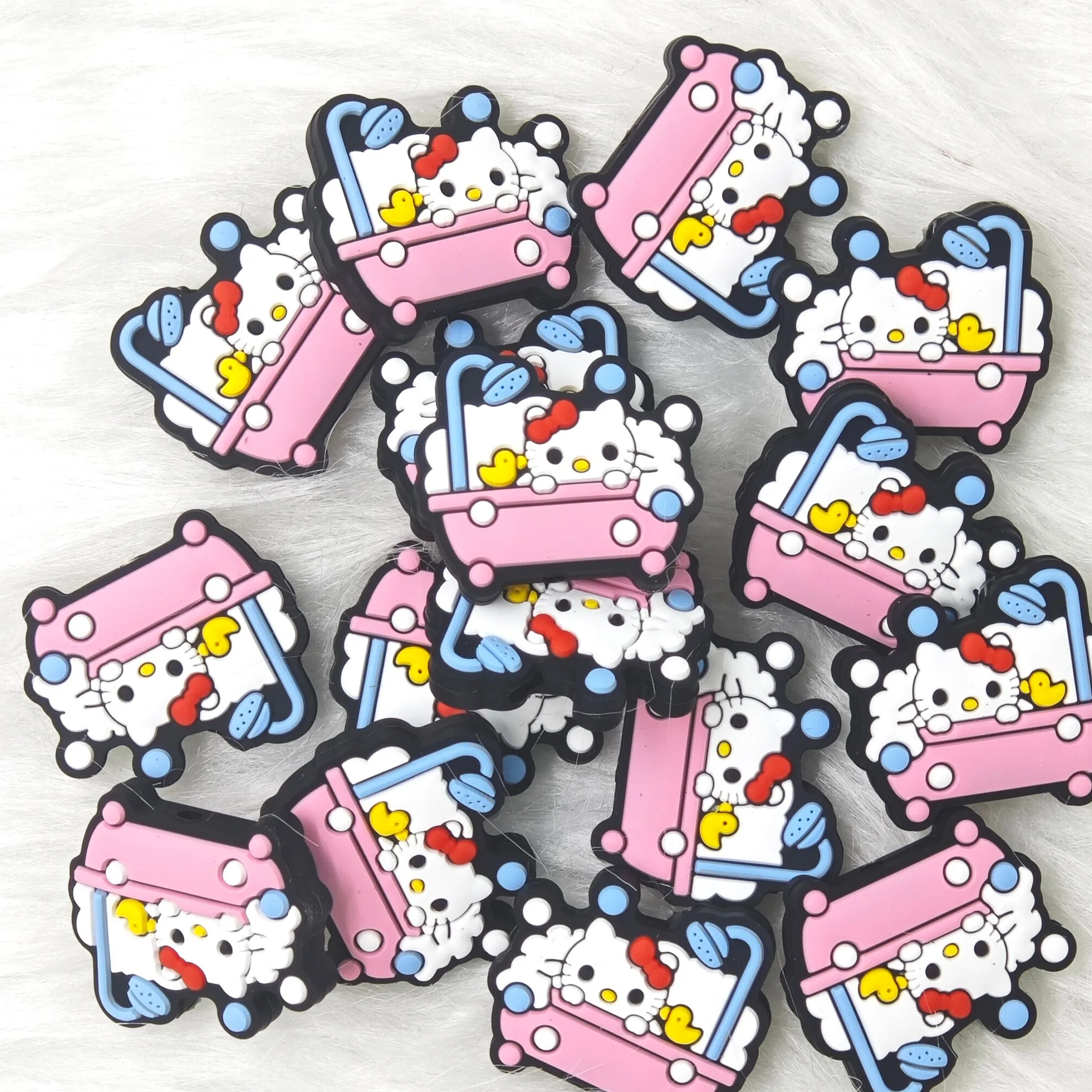 HK Cat in the bathtub Silicone Focal Beads Wholesale, Character focal beads for pens
