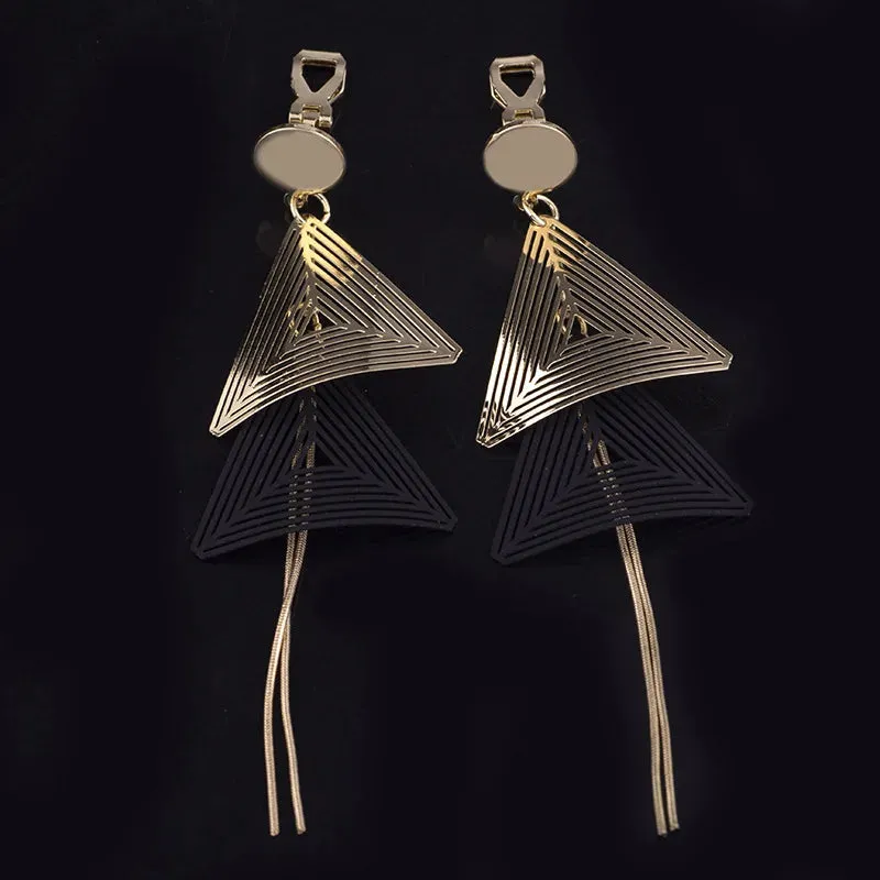 Hollow Triangle Clip on Earrings
