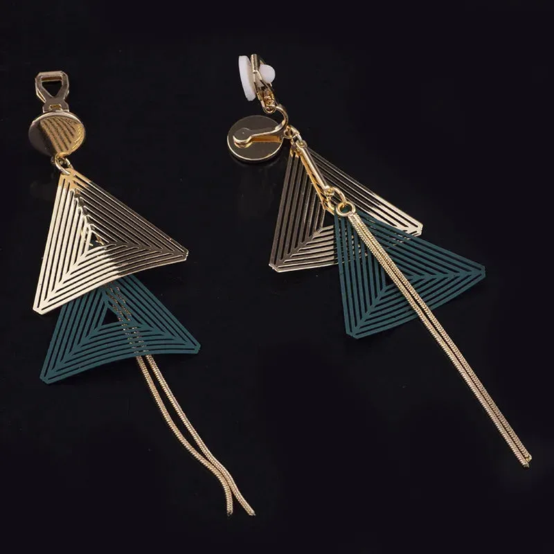 Hollow Triangle Clip on Earrings