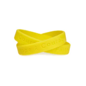 Hope Courage Faith  Yellow Rubber Bracelet Wristband - Youth 7"