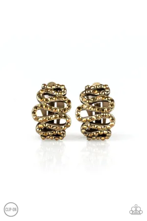 Idol Shine Brass Paparazzi Clip-On Earrings