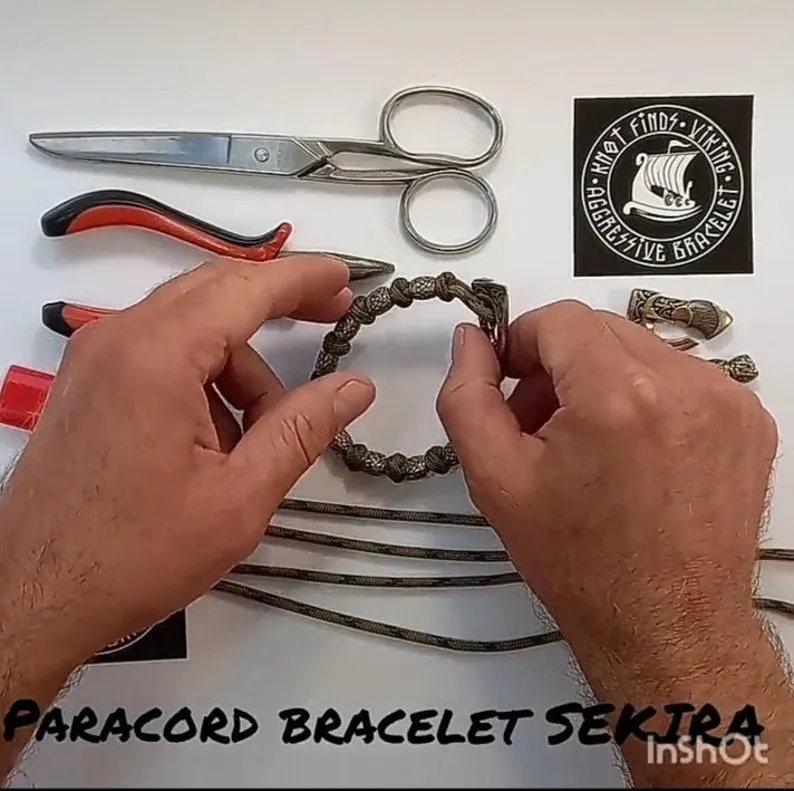 Instruction for the weaving paracord bracelet. Viking jewelry. Mens accessories. DIY gift. Tutorials weaving.