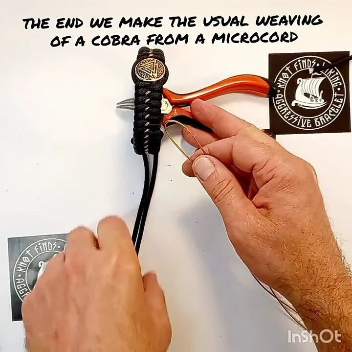Instruction weaving for the weaving paracord bracelet Mad Max style. Viking jewelry. Valknut symbol.
