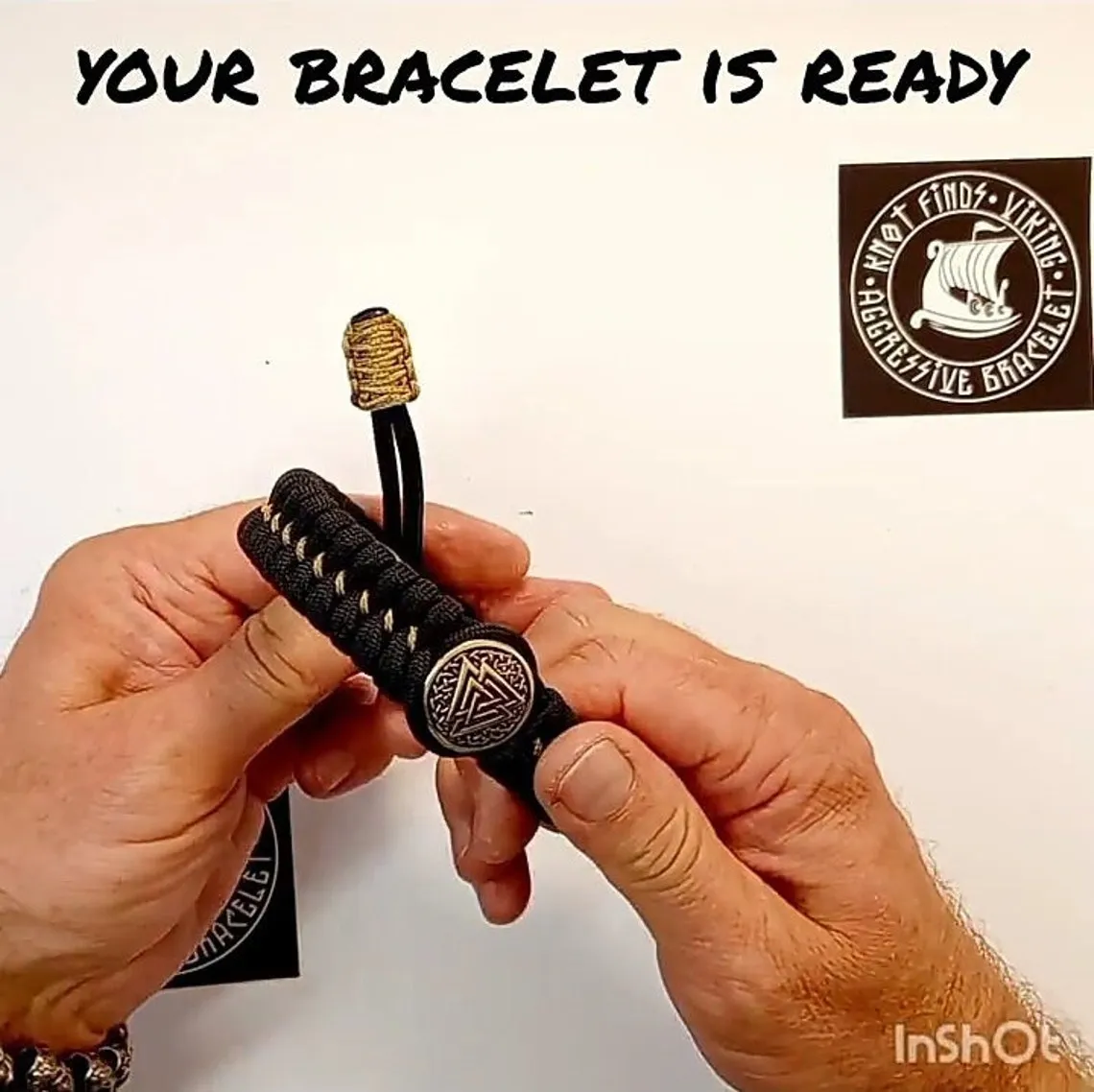 Instruction weaving for the weaving paracord bracelet Mad Max style. Viking jewelry. Valknut symbol.