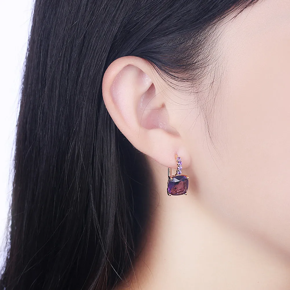 Iridescent Amethyst Ascher Cut Earrings in 14K Gold Plated - Hypoallergenic and Comfortable