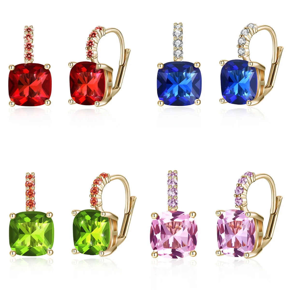 Iridescent Amethyst Ascher Cut Earrings in 14K Gold Plated - Hypoallergenic and Comfortable