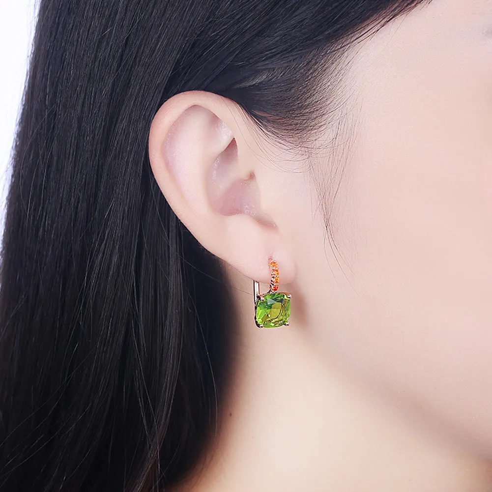 Iridescent Amethyst Ascher Cut Earrings in 14K Gold Plated - Hypoallergenic and Comfortable