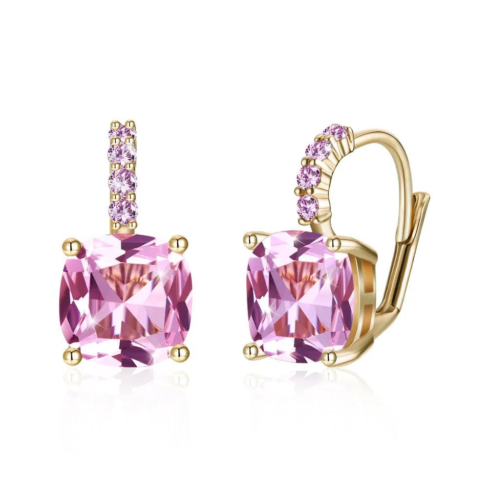 Iridescent Amethyst Ascher Cut Earrings in 14K Gold Plated - Hypoallergenic and Comfortable