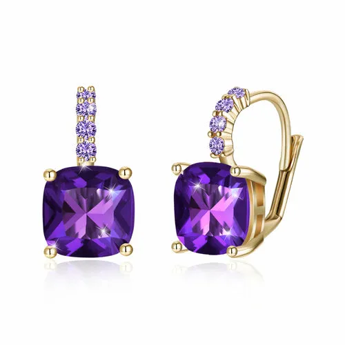Iridescent Amethyst Ascher Cut Earrings in 14K Gold Plated - Hypoallergenic and Comfortable
