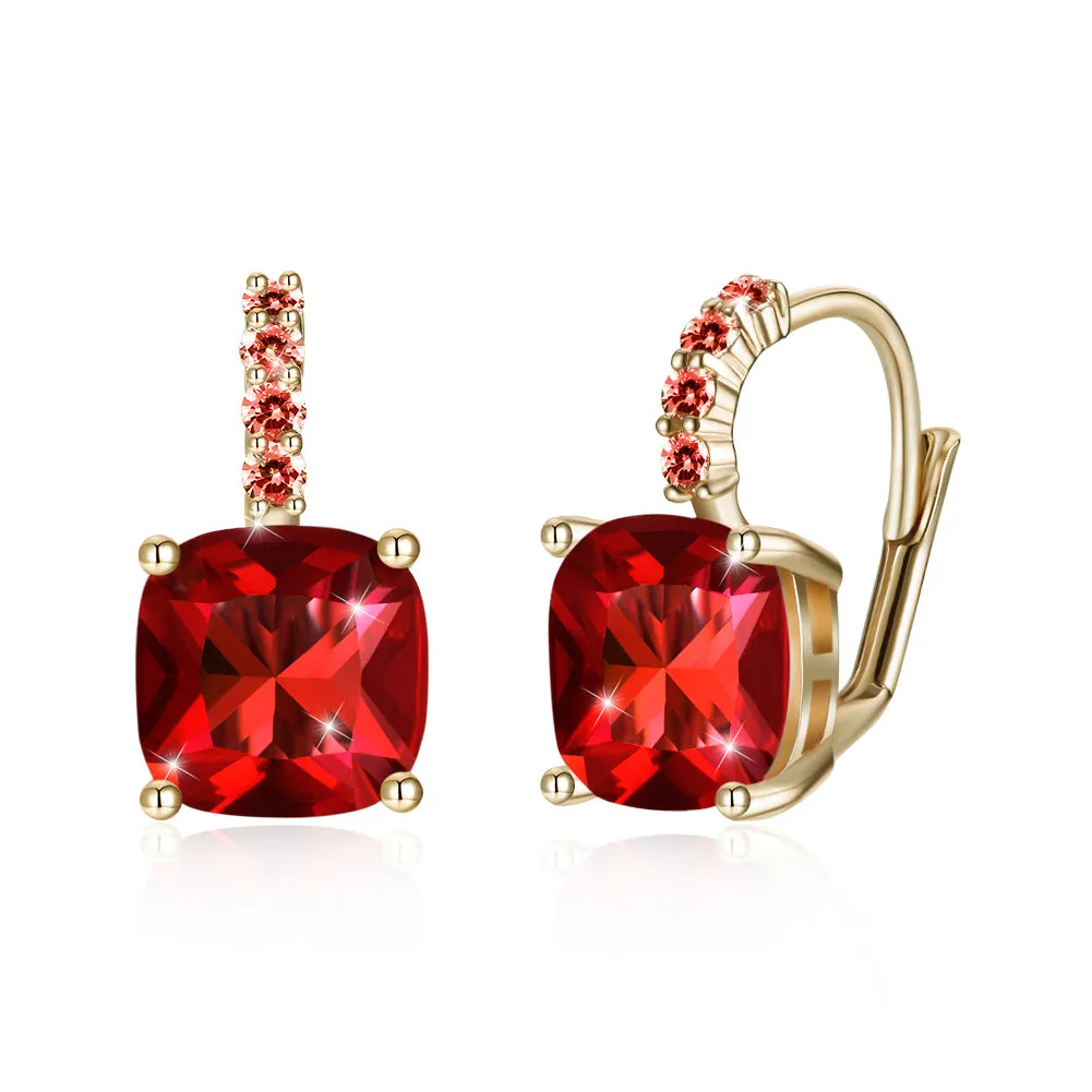 Iridescent Amethyst Ascher Cut Earrings in 14K Gold Plated - Hypoallergenic and Comfortable