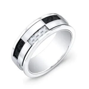 Italgem Stainless Steel with Black and White Carbon Fiber Ring