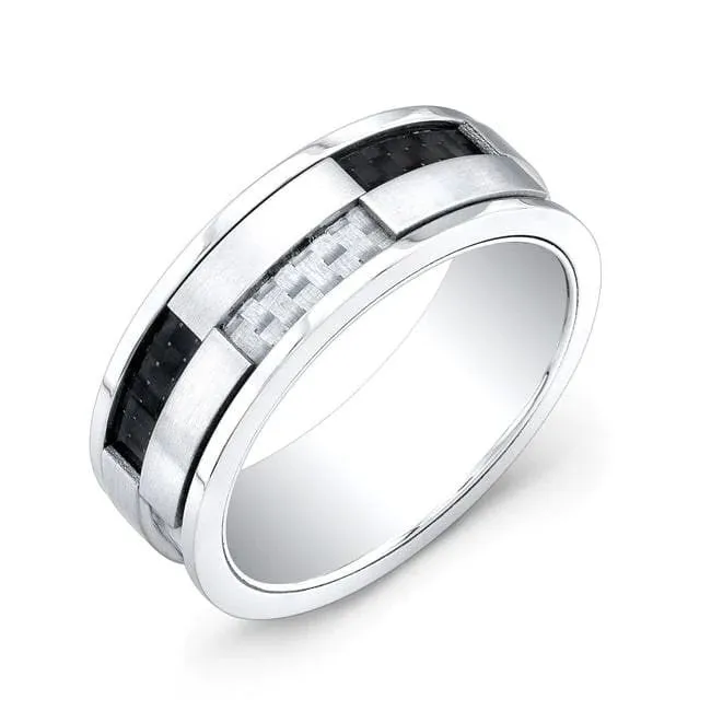 Italgem Stainless Steel with Black and White Carbon Fiber Ring