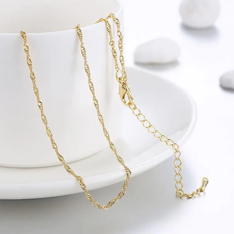 Italian Design 14K Gold Plated Chain Necklace - Hypoallergenic, Lead and Nickel-Free, 2mm Thickness, Spring Ring Clasp