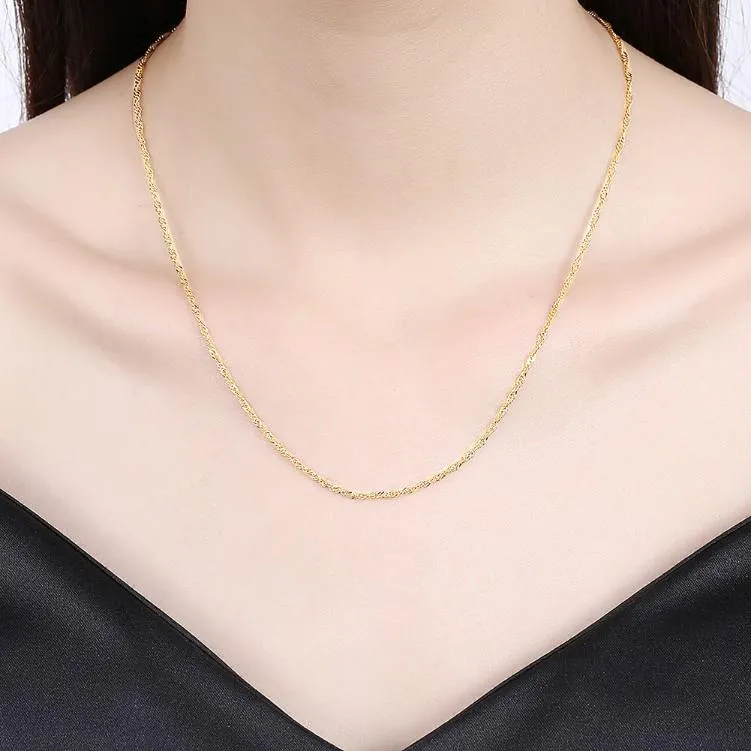 Italian Design 14K Gold Plated Chain Necklace - Hypoallergenic, Lead and Nickel-Free, 2mm Thickness, Spring Ring Clasp