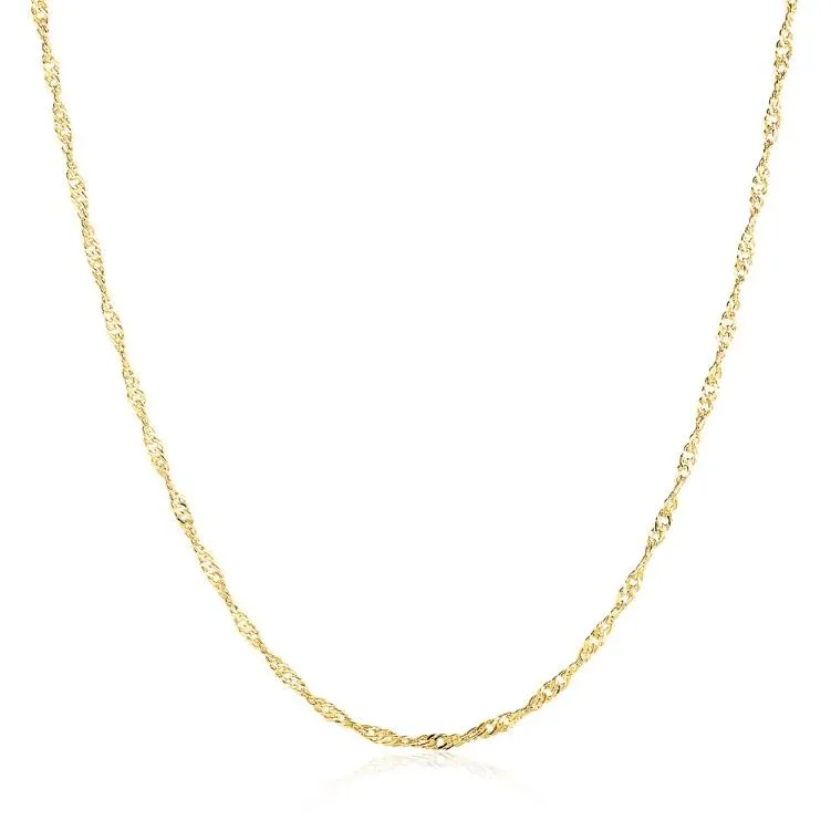 Italian Design 14K Gold Plated Chain Necklace - Hypoallergenic, Lead and Nickel-Free, 2mm Thickness, Spring Ring Clasp
