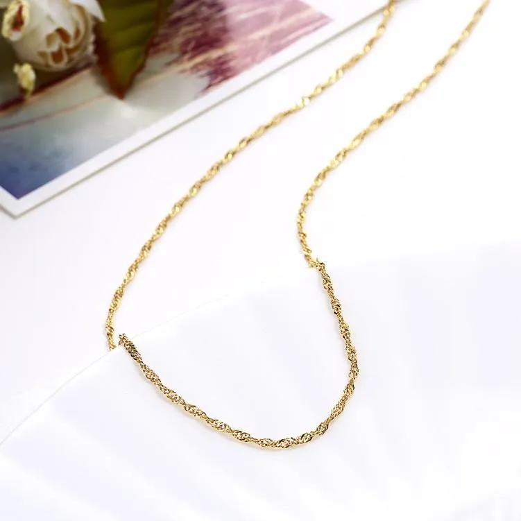 Italian Design 14K Gold Plated Chain Necklace - Hypoallergenic, Lead and Nickel-Free, 2mm Thickness, Spring Ring Clasp